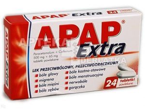 Apap Extra 500 mg+65 mg 24 tabletki powlekane