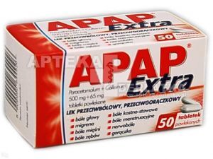 Apap Extra 500 mg+65 mg 50 tabletek powlekanych