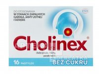 Cholinex pastylki do ssania bez cukru 16 szt